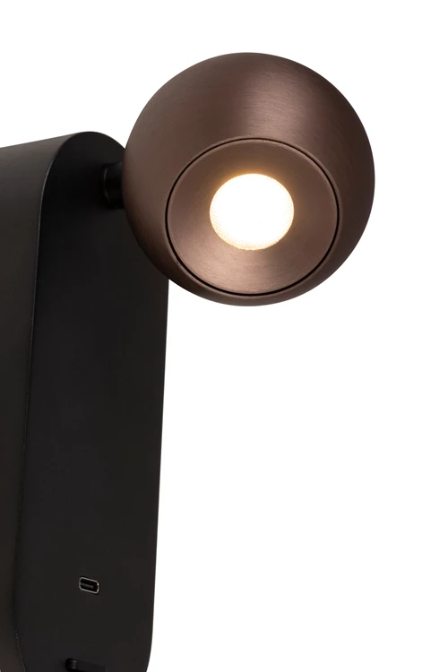 Lucide MONTANA - Wall light - LED - CCT - 1x6,3W 2700K/4000K - With USB charging point - Coffee | Premium - detail 2
